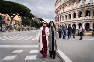 Sigal Ratner-Arias (left) with Laura Pausini on Feb. 9 in Rome.