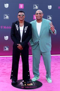 MIAMI, FLORIDA - FEBRUARY 19: (L-R) Randy Malcolm and Alexander Delgado attend Univision's 38th Premio Lo Nuestro at Kaseya Center on February 19, 2026 in Miami, Florida. (Photo by Romain Maurice/WireImage)