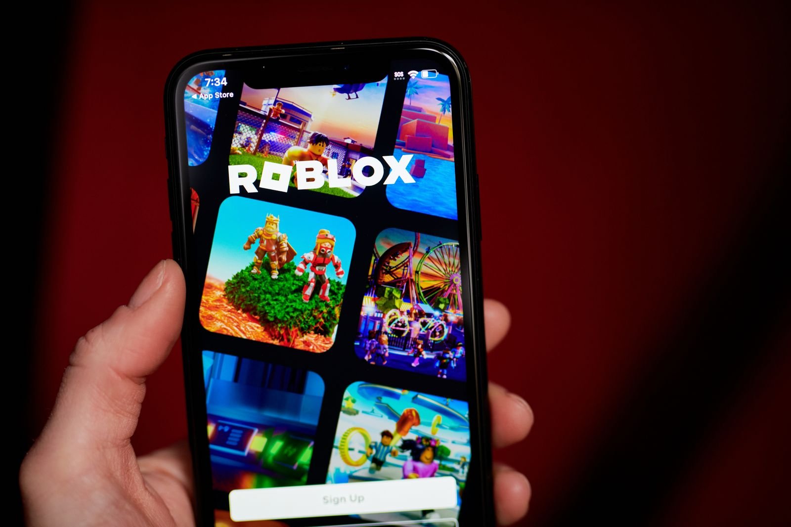 The Roblox app on a smartphone arranged in New York US on Tuesday Nov. 7 2023. Roblox Corp. released earnings figures on...