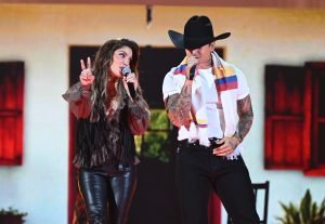 MIAMI, FLORIDA - FEBRUARY 19: (L-R) Kany García and Maluma perform during Univision's 38th Premio Lo Nuestro at Kaseya Center on February 19, 2026 in Miami, Florida. (Photo by Jason Koerner/Getty Images)