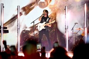 MIAMI, FLORIDA - FEBRUARY 19: Juanes performs during Univision's 38th Premio Lo Nuestro at Kaseya Center on February 19, 2026 in Miami, Florida. (Photo by Jason Koerner/Getty Images)