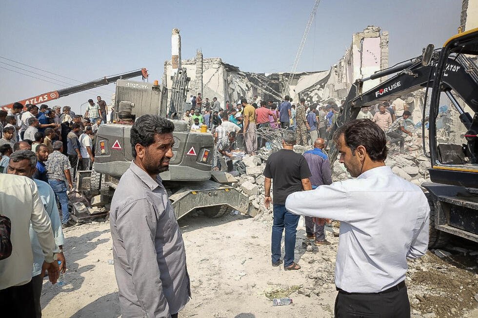 El lugar donde se informó de un ataque contra una escuela en Minab, según muestra una imagen de la agencia de noticias iraní ISNA.