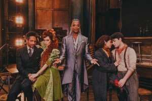 The current cast of the Broadway musical "Hadestown." L to R: Gary Dourdan, Gaby Moreno, J. Harrison Ghee, Jordan Tyson and Joshua Colley.