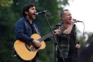 SANTIAGO, CHILE - OCTOBER 27: Chilean band Los Prisioneros perform during the day of cultural activities called by 'Movimiento Unidad Social at Plaza O'Higgins on October 27, 2019 in Santiago, Chile. Unidad Social, an organization conformed by various social groups, has called society to be part of cultural activities in defence of human rights and against abuses, under the slogan #NoMasAbusos (No more abuses) people demand Sebastian Piñera's Government attention to issues such as health care, pension system, privatization of water, public transport, education, social mobility and corruption.
