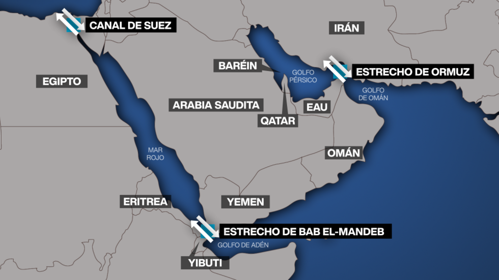 El estrecho de Ormuz y de Bab el-Mandeb, claves del comercio mundial en medio de la guerra en Medio Oriente