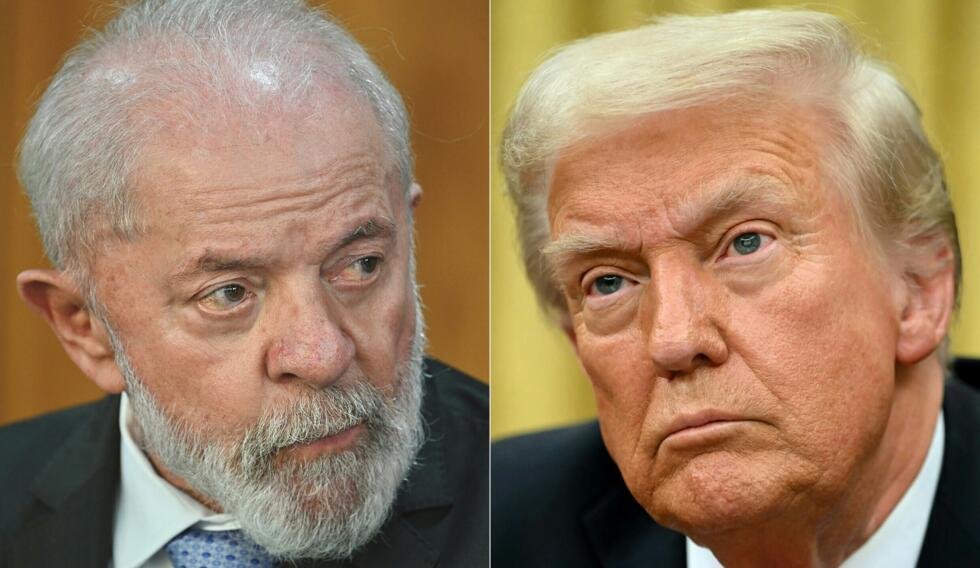 Montaje fotográfico en el que aparecen el presidente brasileño Lula (izquierda) en Brasilia el 29 de enero de 2025, y el presidente estadounidense Donald Trump en el Despacho Oval de la Casa Blanca, en Washington, el 10 de febrero de 2025