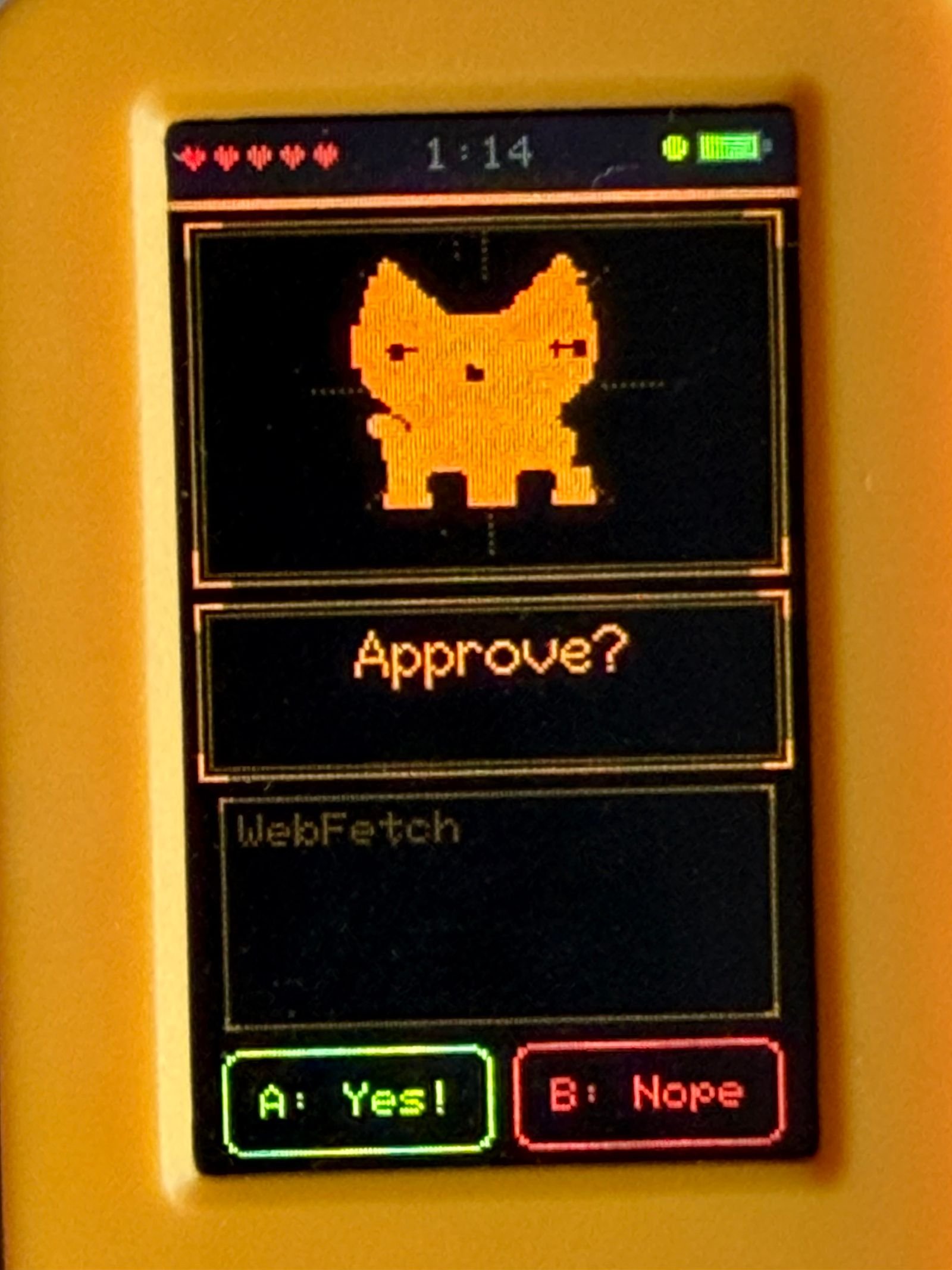 El dispositivo estilo Tamagotchi que Vermeeren construyó llamado Clawy para ayudar a gestionar las sesiones de...