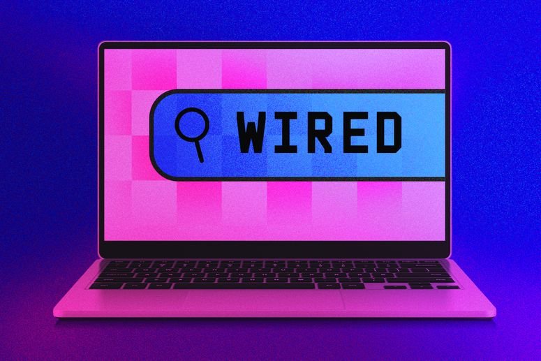 Ilustración de una computadora con el buscador WIRED. 