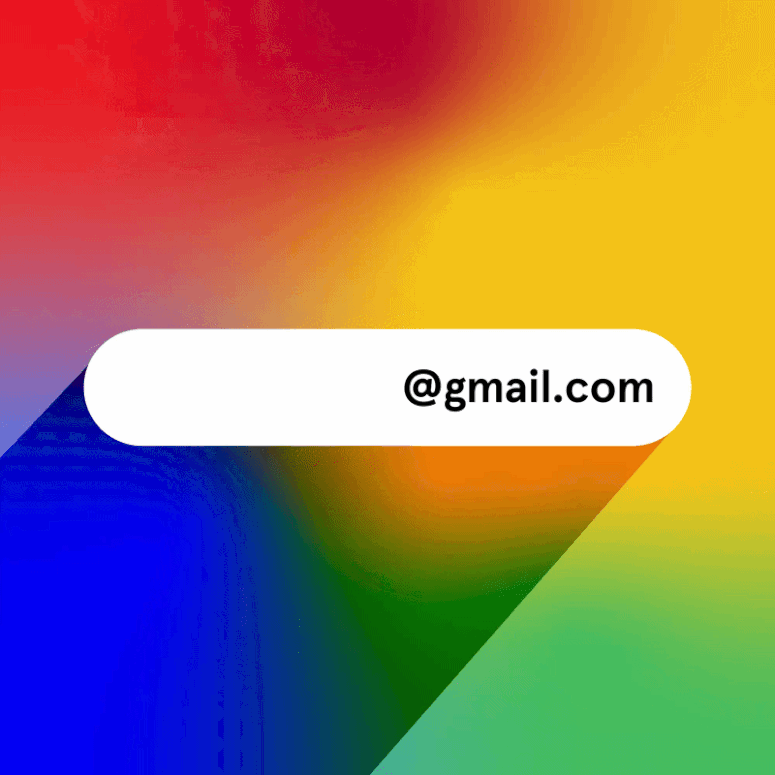 Animation of a gmail address changing