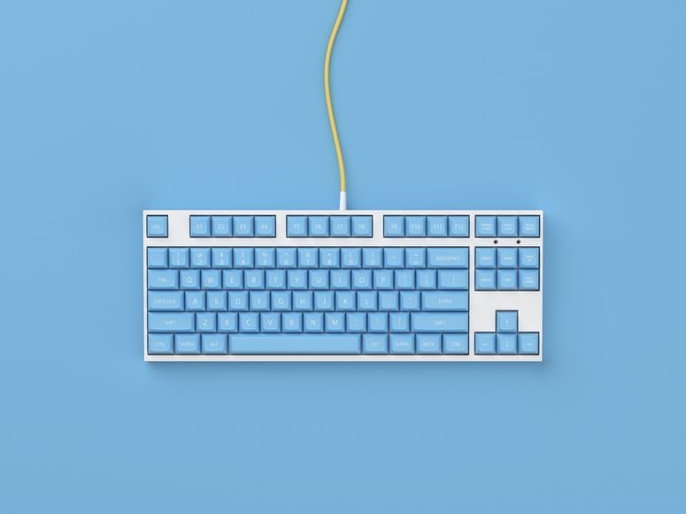 Teclado con botones azules 