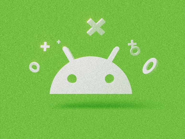Logo de Android con fondo verde granulado.