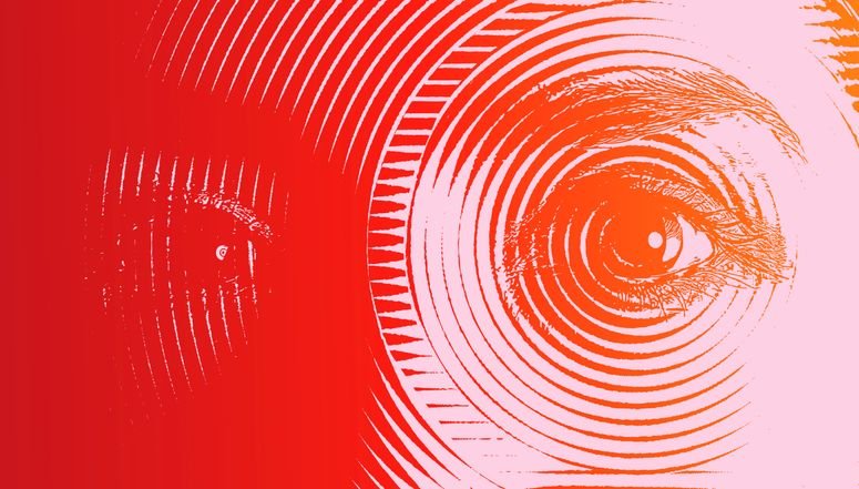 Ojos en fondo naranja