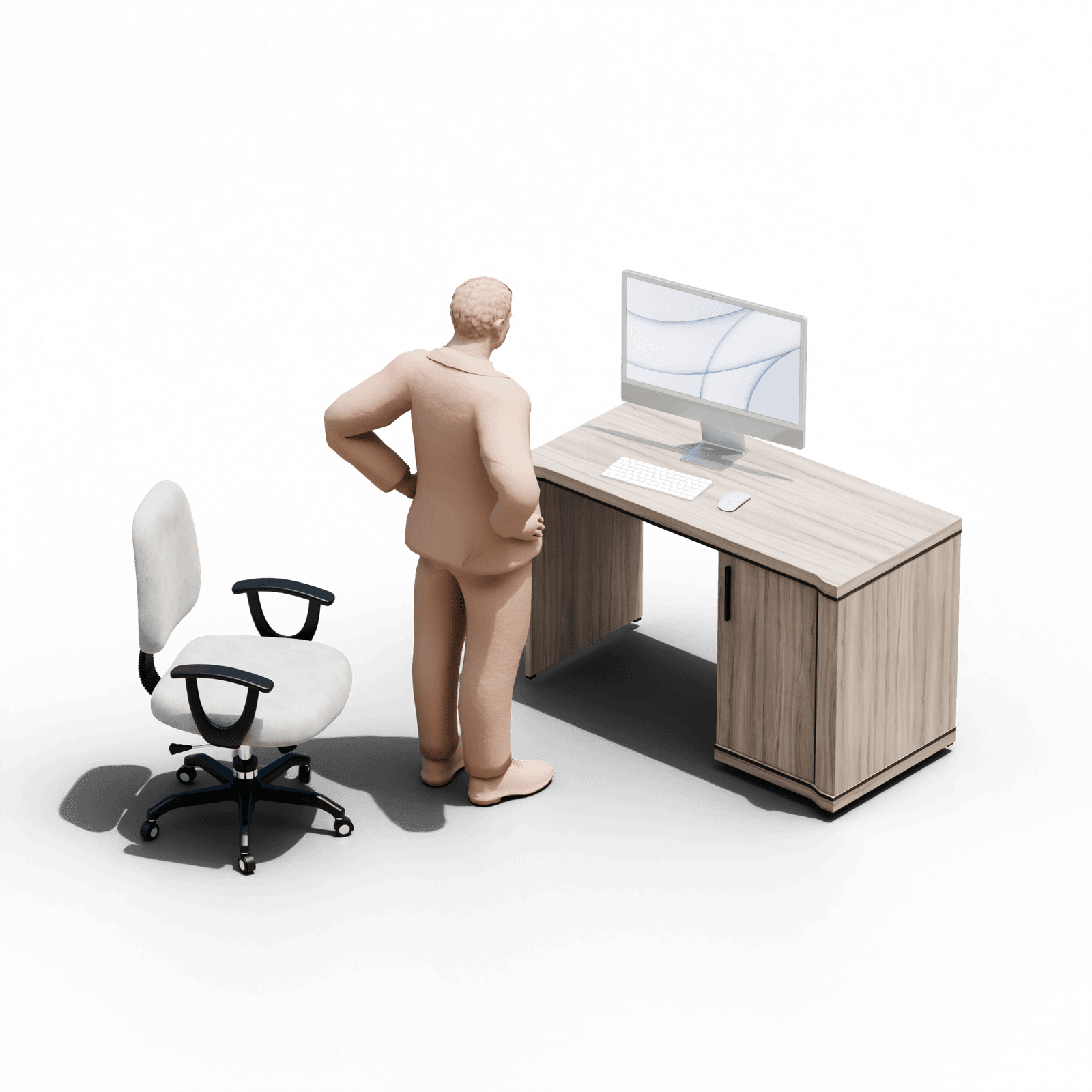 Image may contain Furniture Table Desk Chair Person Back Body Part Computer Computer Hardware and Computer Keyboard
