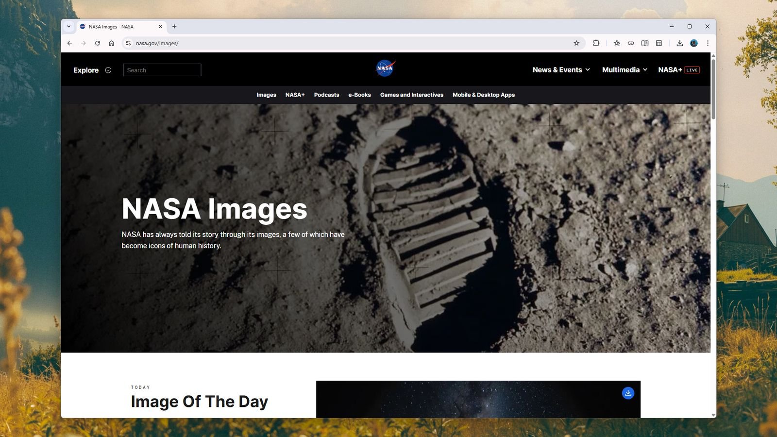 La pgina de inicio de Imgenes de la NASA
