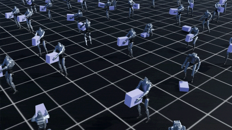 Robots recogen cajas