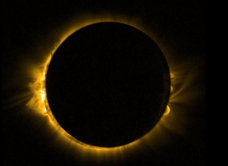 Un eclipse solar (casi) total capturado por el minisatélite Proba-2 de la ESA en marzo de 2015.